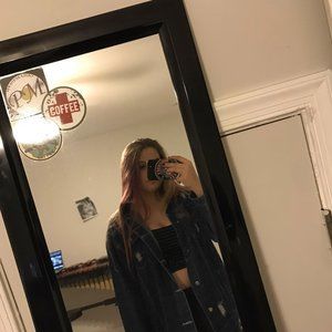 Dark Blue Distressed Denim Jacket